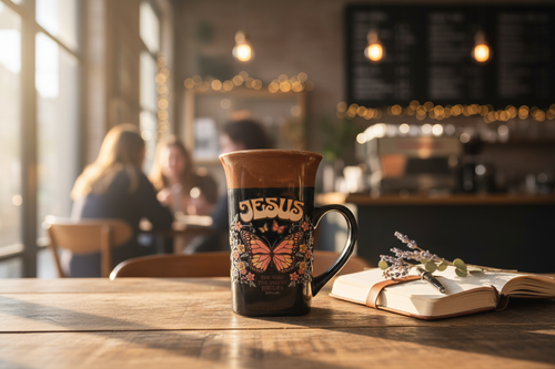 Jesus Mug Coffee Shop Lifestyle