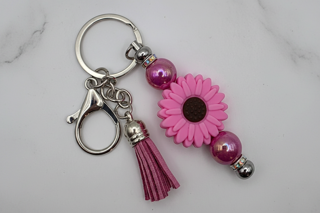 Pink Sunflower Keychain Product Photo