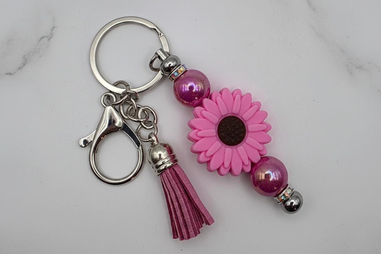 Pink Sunflower Keychain Product Photo