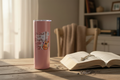 Tumbler on Farmhouse Table with Bible, No Straw