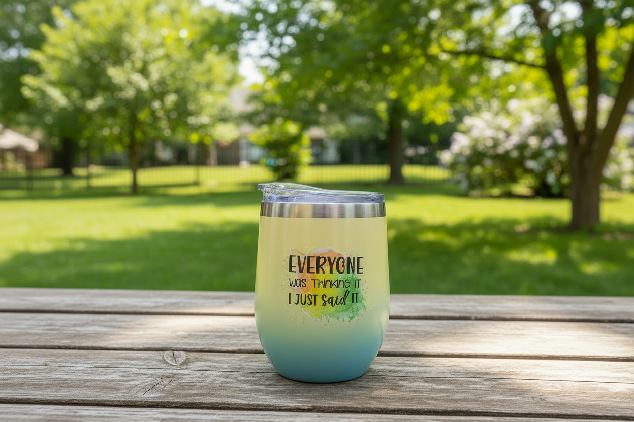 Tumbler on Picnic Table No Straw
