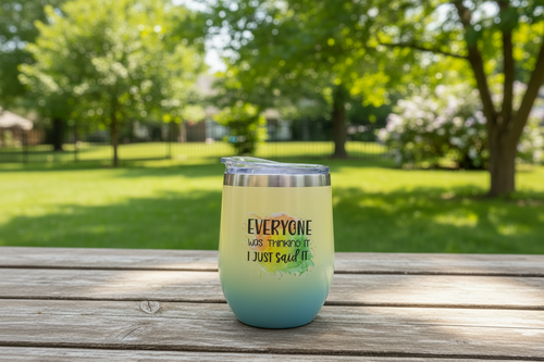 Tumbler on Picnic Table No Straw