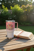 Tumbler with Bible on Back Deck
